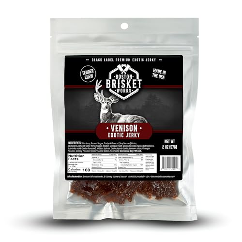 Premium Venison Jerky - Wild Game Deer Meat Snack for Hunters - High Protein Low Fat - Great Gift for Dad, Brother - Outdoor Camping & Backyard BBQ Enthusiasts