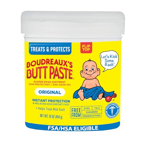 Image of Boudreaux's Butt Paste Original Diaper Rash Cream, Ointment for Baby, 16 oz Flip-Top Jar