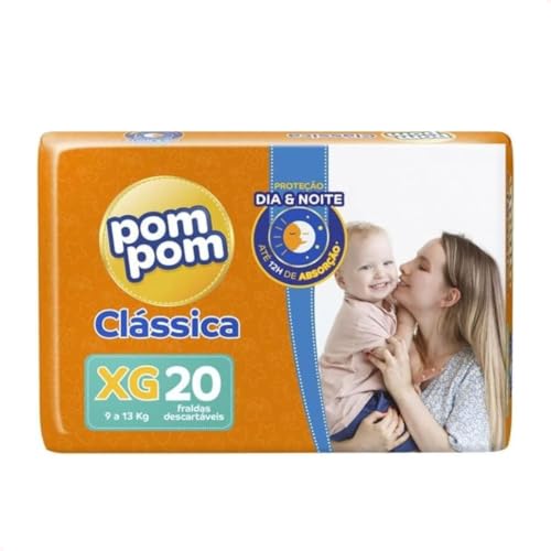 Fralda Classica, Pom Pom, Jumbo, XG, pacote de 20 Unidades, Cor: Multicolorido