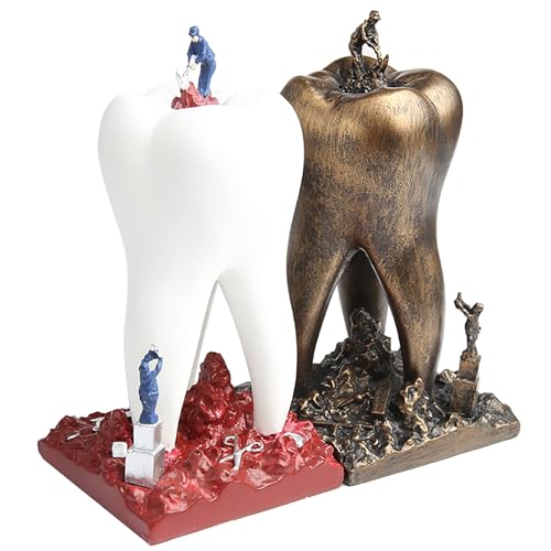 Glowki Zahnarzt-Schreibtisch-Ornamente-Ornament – Sammlerstück für Dentalhygieniker-Skulptur als Geschenk für Abschluss/Ruhestand, Lustiges Sammlerstück für Zahnpraxen & Zahnarzt