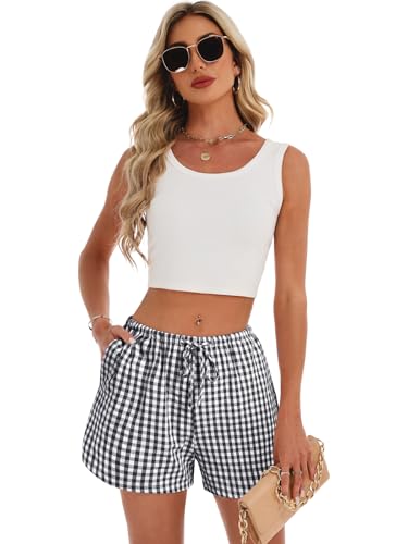 GKBK Women Boxer Shorts Gingham Pajama 2026 Casual Summer Lounge Sleep Plaid Pj Shorts Y2K Beach Bottoms - image 7