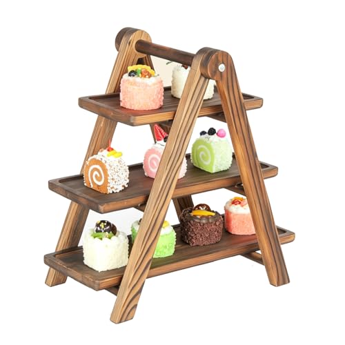 MORITECK 3 Tier Wooden Dessert Stand, Rustic Pine Cupcake Display Stand (5.9” Wide), A-Frame Tiered Tray for Pastries, Snacks, Party Table & Kitchen Decor by MORITECK - Used condition - US$20.63