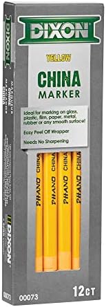 Dixon Industrial Phano Peel-Off China Marker Pencils, Yellow, 12-Pack (00073)