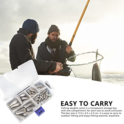 Foto von XSHAO 50 Stück Birnenblei Angeln, Tropfenform Angelblei Grundblei 5g/10g/15g/20g/30g/40g mit Aufbewahrungsbox für Das Angeln im Freien und Das Angeln am Meer