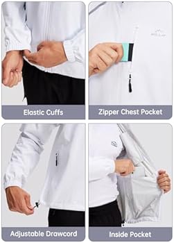 FitsT4 Women's Cycling Jacket Running Jacket Lightweight Waterproof Windbreaker Hiking Jacket Reflective Trekking Rain Jacket with Hood Light Blue S, Light Blue