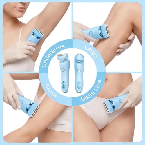 Image of Livora Electric Shaver for Women, SilkGlide Cordless Razor for Legs Underarms Bikini, Painless Hypoallergenic Lady Trimmer, IPX7 Waterproof Wet Dry Use, USB Rechargeable (Blue)