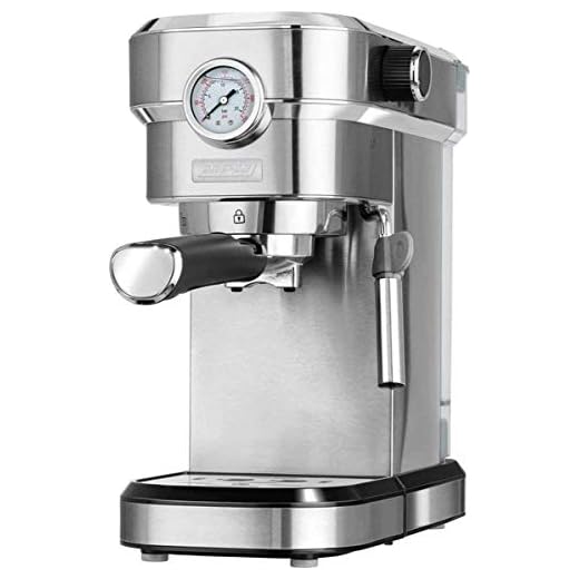 MPM MKW-08M Cafetera Express 20 bares, Espresso, Cappuccino, Latte, Vaporizador Espumador de Leche, Calienta Tazas, Acero Inoxidable, Depósito 1,2 L Desmontable, Sistema THERMOBLOCK, 1350W