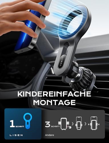 LISEN für Magsafe Autohalterung - [Luftauslass Frei] 20X N52[ 20N Magnet] Magnet Handyhalterung Auto für Lüftung, Navigationsgeräte Halterung Handy Auto für iPhone 17 Pro Max Air 16 Plus Magsafe Hülle