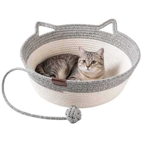 Panier lit chat avec balle jouet tissée pour chaton et chiot - 2
