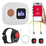 Wireless Personal Alarms for Elderly,SOS Elderly Alarm Call Button, WiFi Wireless Caregiver Pager Call Button, With 1 SOS Receivers, 1 Call Button, 1*Wrist Button, For Patient/Elderly/Home/Disabled