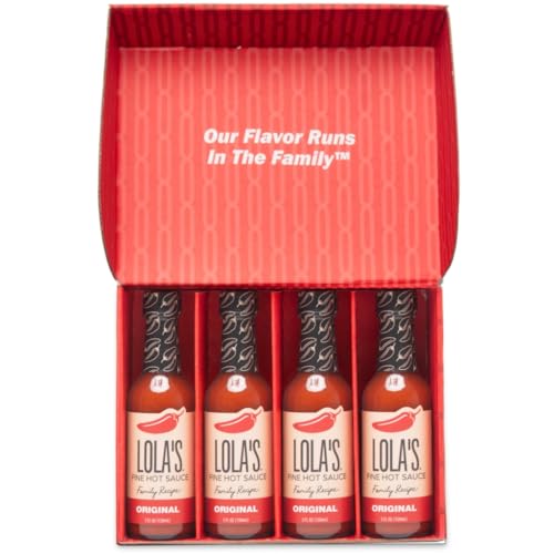 Lola's Fine Hot Sauce Original, All-Natural Red Jalapeños, Habanero, Lime, & Garlic Blend, Gluten-Free, Keto, & Vegan, Family Recipe Hot Sauce for Eggs, Tacos, Meats, & More, 5 oz, 4-Pack