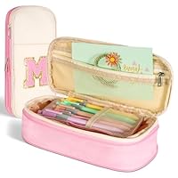 Btffitting Pencil Case,Personalized Pencil Pouch Cute Aesthetic College School Supplies,Large Storage High Capacity Pen Bag Holder Box Organizer Special Cases Gifts for Girls Teens - Beige+Pink,M