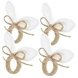 LIFKOME 4 Piezas Servilleteros Decorativos para Pascua con Diseño de Orejas de Conejo Accesorios de Decoración para Mesa de Restaurante Anillos de Servilleta de Materiales Duraderos y