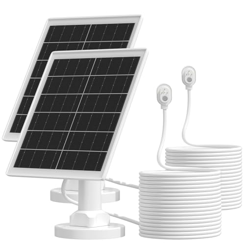 5W Solar Panel Charger Compatible with Arlo Pro 5S/Pro 4/Pro 3/Ultra/Ultra 2/Go 2 Camera Solar Panels Charging with 13.1ft Waterproof Charging Cable 360 Adjustable Wall Mount 2 Pack