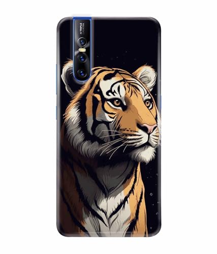 Image of Tiger Faces Animal Printed Hard Back Case Cover & Compatible for Vivo V15 Pro (Multicolor) - D1807