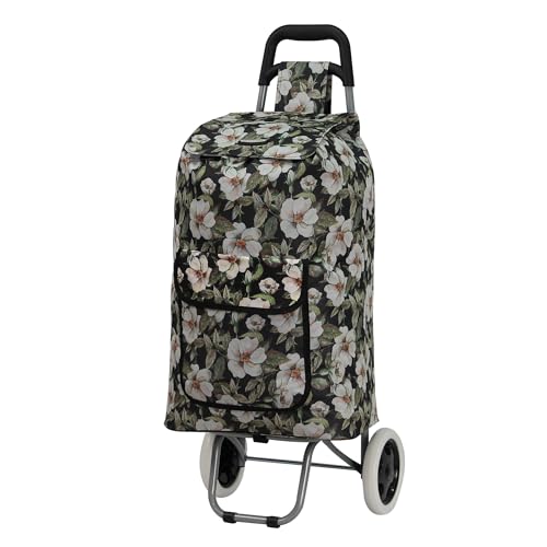 Image of ARIANA Lightweight 2 Wheel Large Shopping Trolley Shopping Cart Grocery Bag Shopper - ST54 (Floral-Light Green)