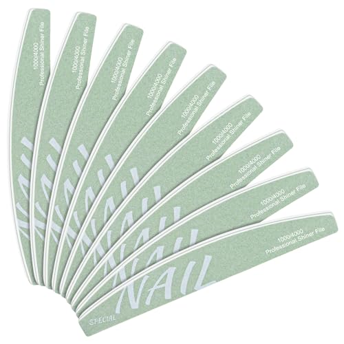 CGBE 9 Piezas Limas de Uñas Profesionales 1000/4000, Lima Pulidora para Uñas de Doble Cara para Uñas Naturales, Limas Finas para Pulir, Suave y Brillante Uñas