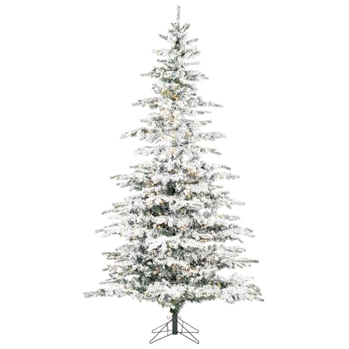 Vickerman 7.5' Flocked Sierra Fir Artificial Christmas Tree, Pure White LED Dura-Lit Lights - Lifelike Indoor Seasonal Home Decor - Maintenance Free Flocked Faux Christmas Tree
