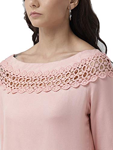 Image of Style Quotient Women Solid Nude Viscose Rayon Smart Casual top