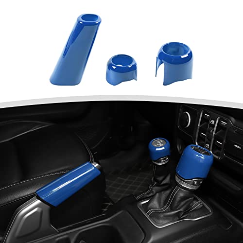 RT-TCZ Tampa do botão de mudança de marcha para guarnição da tampa do freio de mão modo de acionamento tampa do botão de mudança acessórios decorativos para Jeep Wrangler JL JLU e Gladiator JT 2018-2022, azul