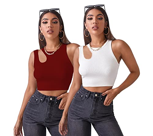 Image of Shasmi Women Crop Top, Ribbed, Stylish Tank Top, Soft and Comfy Fabric has Some Stretch