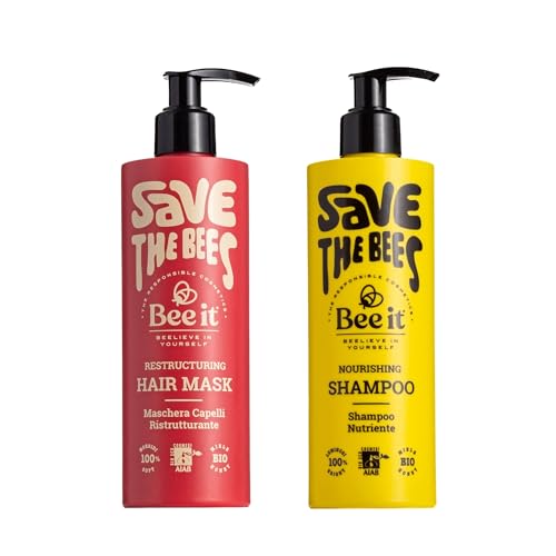 Bee it Kit Capilar Champú + Mascarilla 300 ml – Tratamiento nutritivo y reparador para cabello dañado, suave y luminoso
