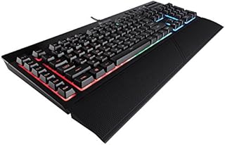 Corsair K55 RGB Gaming Keyboard – IP42 Dust and Water Resistance – 6 Programmable Macro Keys – Dedicated Media Keys - Detachable Palm Rest Included (CH-9206015-NA) , Black