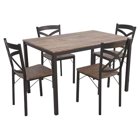 KARMAS PRODUCT Dining Table Set for 4, 5-Piece Dining Room Table and Chairs for Home, Kitchen, Stainless Metal Frame, Modern Style Cover