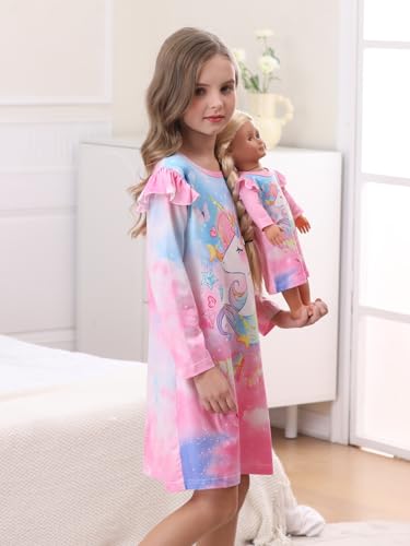 Bow Dream Cute Girls Dress Kids Clothes and Matching American Girl Doll Clothes for Girls Pink Horse4