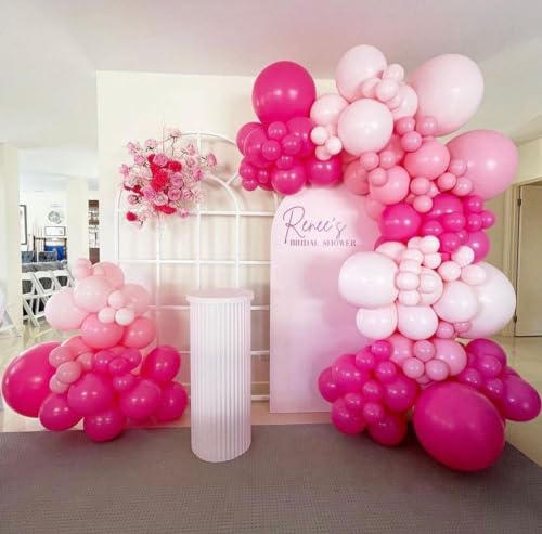 Image of KBZVNAF Pink Latex Balloon Set - 60 Packs 12 Inches Metallic Chrome, Pastel, Hot Pink Balloons for Birthday Wedding Baby Shower Girls Theme Party Decoration