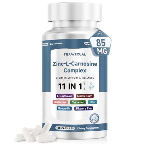 Zinc L Carnosine Complex 85mg, 11-in-1 Digestive & Gut Health Support Supplement, with Soothing