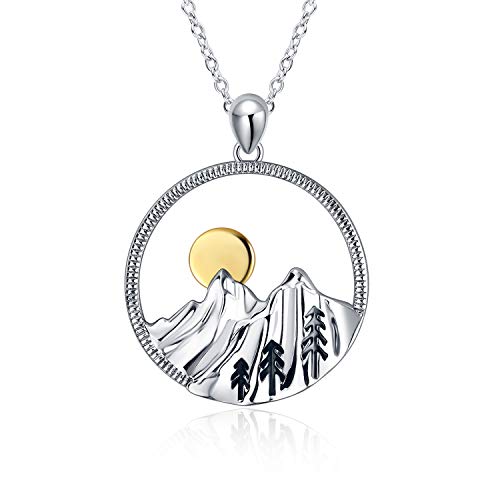 YFN Mountain Necklace for Women Sterling Silver Mountain Pendant Necklace Nature Jewelry Gift for Skiers, Hikers, Campers, Climbers and Nature Lovers