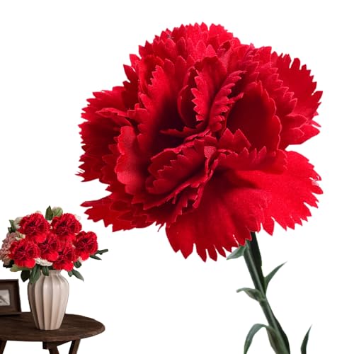 Ramo artificial de flores de clavel, ramo floral rústico artificial, decoración de flores para el día de la madre, claveles de seda sintética realistas para decoración del hogar, arreglos de boda