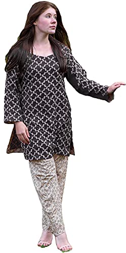 IshDeena Ready to Wear Dhanak Pakistani Dresses for Women Shalwar, Kameez - Two Piece Set (L, Black)