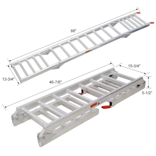Rampas de carga plegables de aluminio de 7,3 pies, para ATV, motocicleta, cortacésped y motocicleta de tierra, con capacidad de 1400 libras miniatura 2