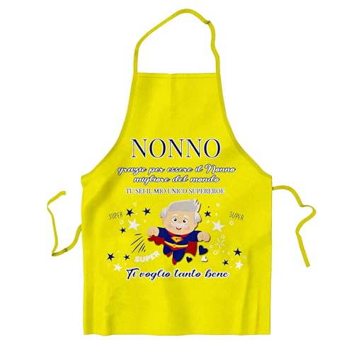 KAÏDENSÏ Idee Regalo Nonno 2025 - Grembiule al Nonno Migliore del Mondo – Grembiule Cucina Nonno - Idee Regali Divertenti - Gadget Compleanno Originali per Lui