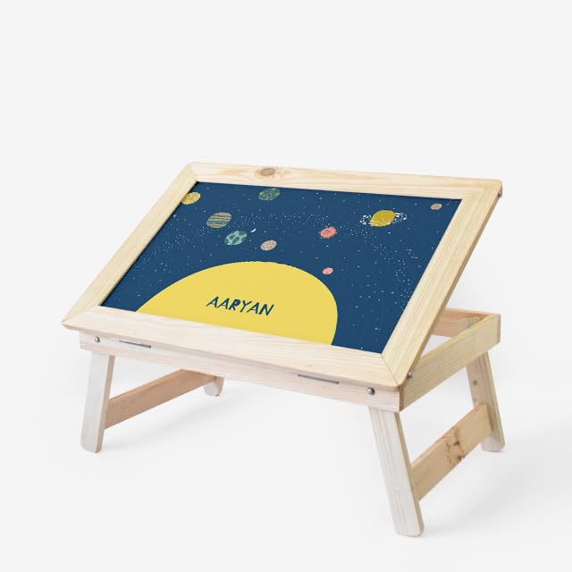 Zooboo Personalized Foldable Desk with Kid's Name, Multipurpose Study Table, Foldable and Portable, Wooden Table with Rounded Edges, Birthday Return Gift for Kids Space Explorer