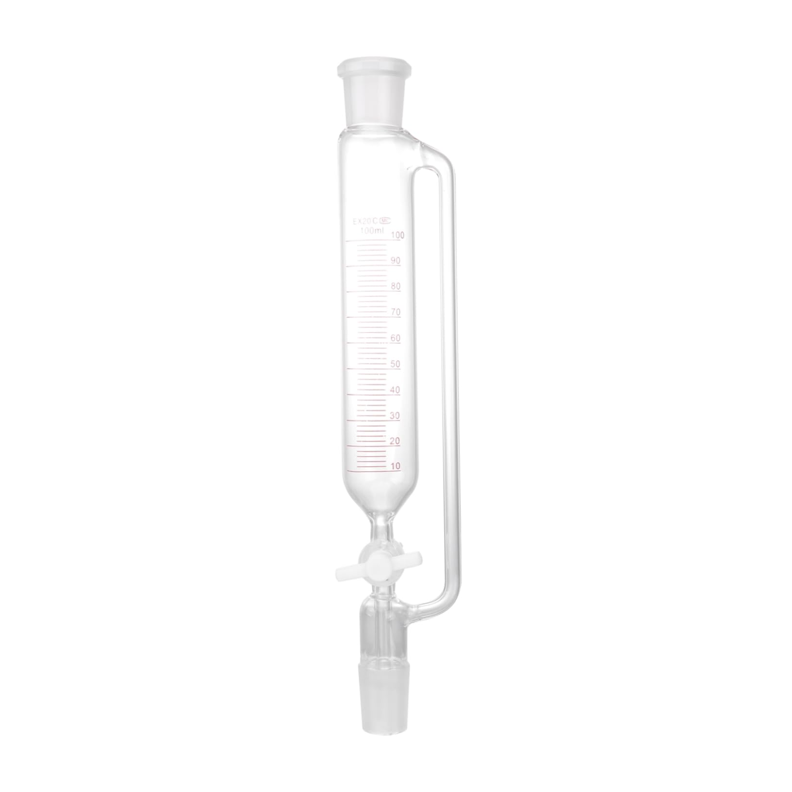 Robuster Scheidetrichter aus Glas, Zylindrische Bauform für Labor