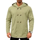 SOOUICKER Herren Kurzmantel mit Kapuze Trenchcoat Mittellang