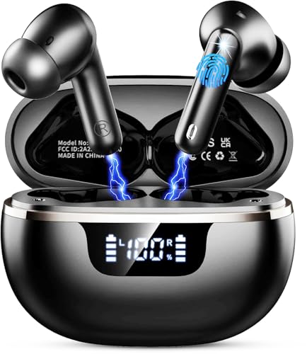 Auriculares Inalambricos Bluetooth, 2026 Cascos Inalambricos Bluetooth 5.4 HiFi Estéreo, 45 Horas Auriculares inalámbricos con ENC Cancelacion Ruido, Pantalla LED/Carga Rápida Tipo-C/IP7 Impermeable