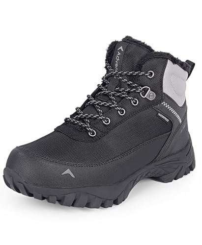 Image of Edge ET 1100 Men's Waterproof Mountain Trekking Boots, Mid-Top, Black, Anti-Slip Grip, Round Toe