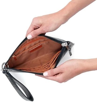 HOBO Vida Leather Wristlet Wallets for Women with Card Slots & Zip Pocket - Clutch Purses with Wristlet Strap, 100% Leather, Handcrafted Design - Black - Image 5