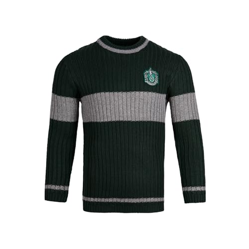 Harry Potter Slytherin Quidditch Sweater - Hogwarts Team Sweater with Embroidered Crest -...