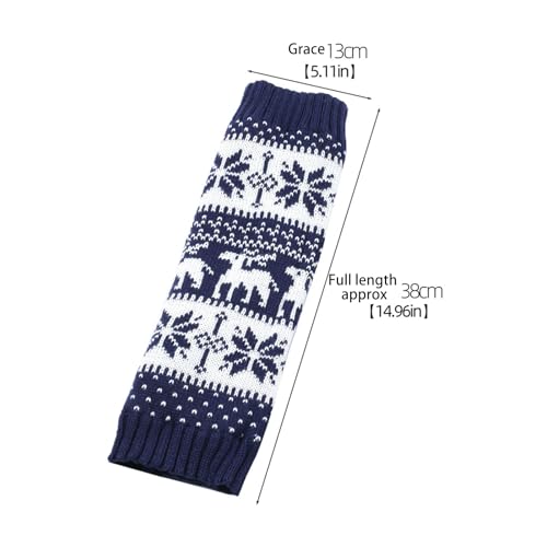 Image of Women Fall Winter Knit Leg Warmers Christmas Snowflake Elk Print Fleece Lined Boot Cuffs Holiday Socks