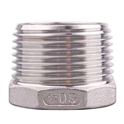 DERPIPE Stainless Steel Reducer Hex Flush Bushing, 1\" NPT Male 1/4\" NPT Female,Reducing Adapter Cast Pipe Fitting