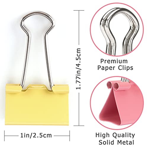ZZTX Binder Clips Small Size Paper Clamps Clips Assorted Color, 1.0 Inches, 48 Pieces