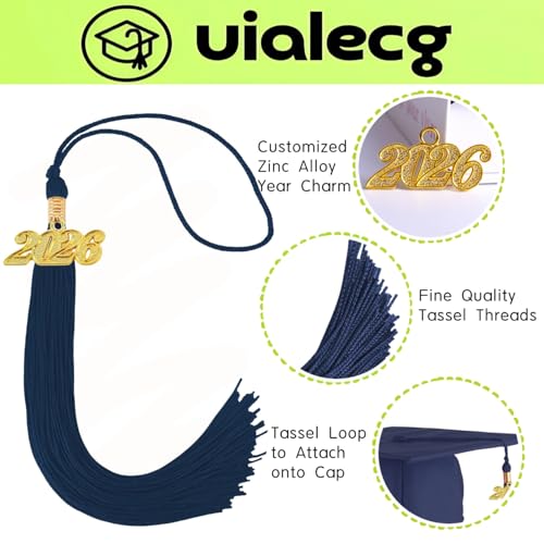 Image of Graduation Tassel 2026 for Grad Cap,Navy Blue Tassel with Gold Charm