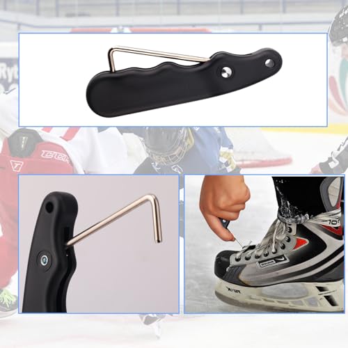 BOXOB 3stk Schnürsenkel Spanner, Schwarzes Hockey-Schnürsenkel-Anziehwerkzeug Tragbarer Schlittschuh-Schnürsenkelspanner Hockey-Schnürsenkelzieher für Schlittschuhe Stiefel Schuhe