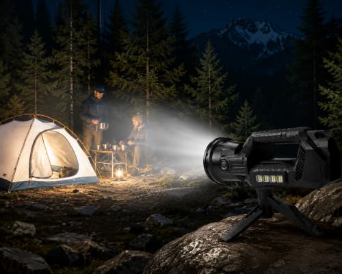 Image of YHK Rechargeable High-Intensity Spotlight Handheld Flashlight, 6 Modes Flood and Spot Light, Outdoor Durable for Survival and Power Outage