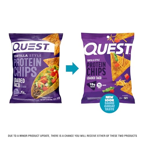 Image of Quest Nutrition Loaded Taco Tortilla Style Protein Chips, 19g Protein, 4g Net Carb, Low Carb, Gluten Free, 1.1 oz (Pack of 12)